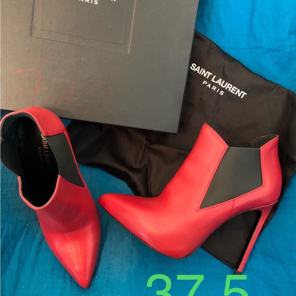 Saint Laurent Bold Red Heeled Boots